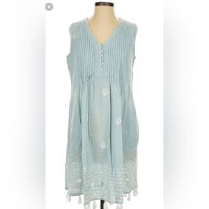 LULA SOUL CHEMISE DRESS CRINKLE EMBRODERED SKY BLUE SMALL